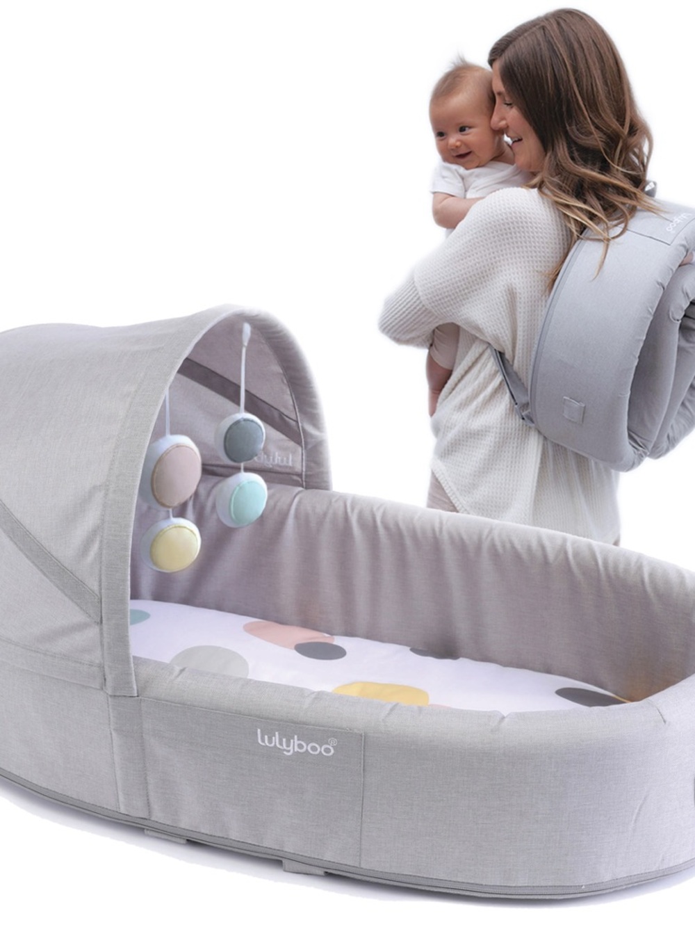 Lulyboo Gray Portable Baby Bassinet - Lightweight Kids Accessory